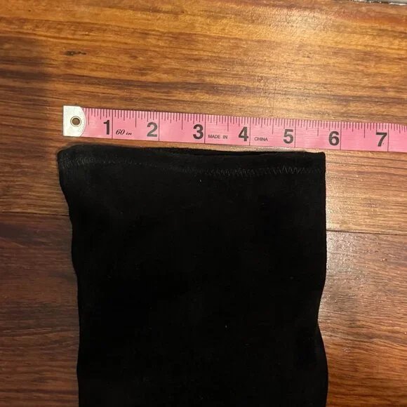 Stuart Weitzman Black Suede Gold Heel Accent Pull-on Boots, 9M - Picture 9 of 13